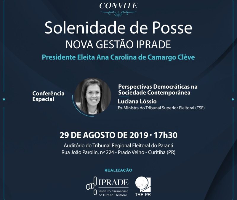 Convite: Solenidade de posse da nova diretoria do Iprade