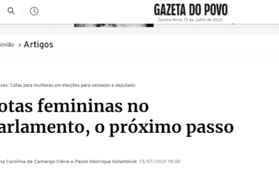 Membros do Iprade publicam artigo na Gazeta do Povo em defesa das cotas femininas no parlamento